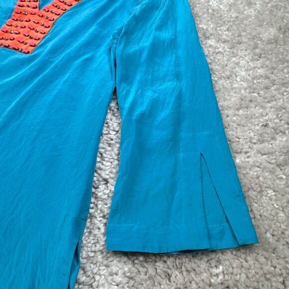 Trina Turk Silk Beaded Embellished Tunic Blue Orange - Picture 7 of 9